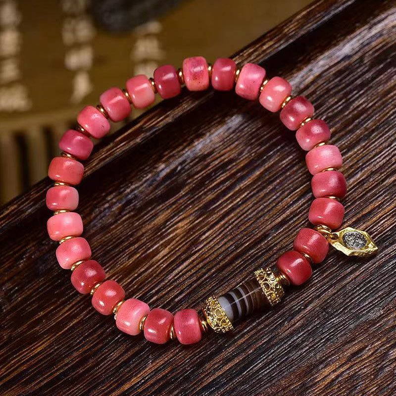 KarmaRipple's Tibetan Camel Bone Red Agate Fortune Bracelet p2