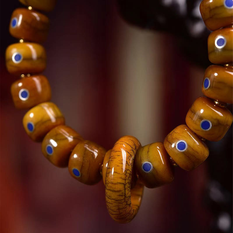 KarmaRipple's Vintage Tibetan Camel Bone Yak Bone Lazurite Balance Woven Rope Bracelet p5