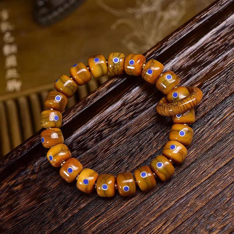 KarmaRipple's Vintage Tibetan Camel Bone Yak Bone Lazurite Balance Woven Rope Bracelet p1