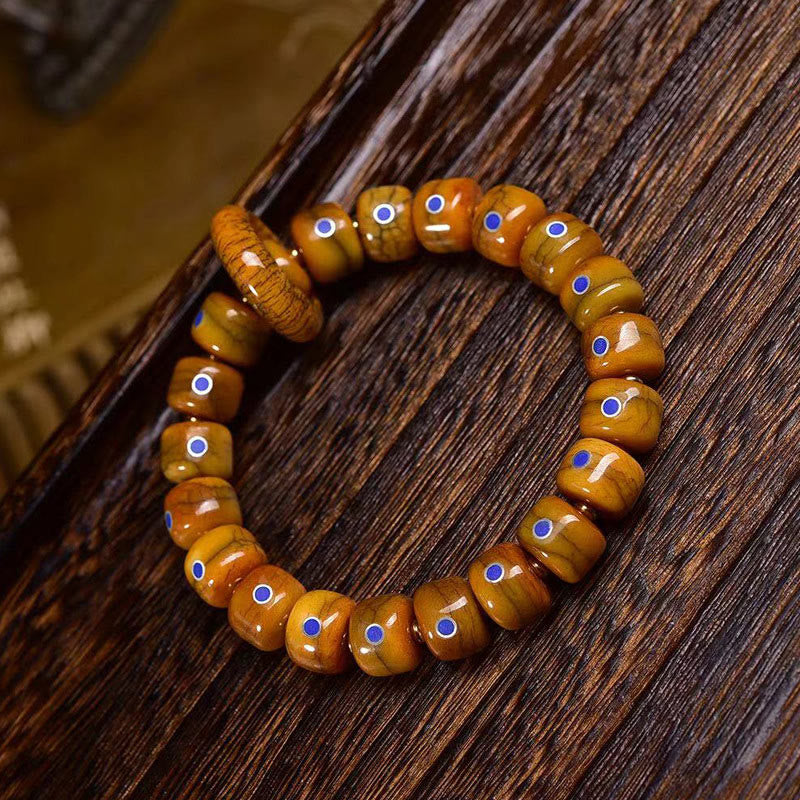 KarmaRipple's Vintage Tibetan Camel Bone Yak Bone Lazurite Balance Woven Rope Bracelet p2