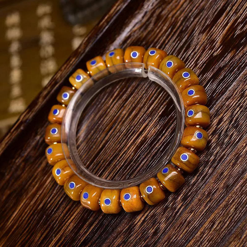 KarmaRipple's Vintage Tibetan Yak Bone Lazurite Woven Rope Balance Bracelet p9