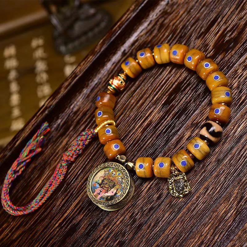 KarmaRipple's Vintage Tibetan Yak Bone Lazurite Woven Rope Balance Bracelet p12