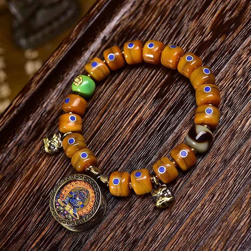 KarmaRipple's Vintage Tibetan Yak Bone Lazurite Woven Rope Balance Bracelet p1