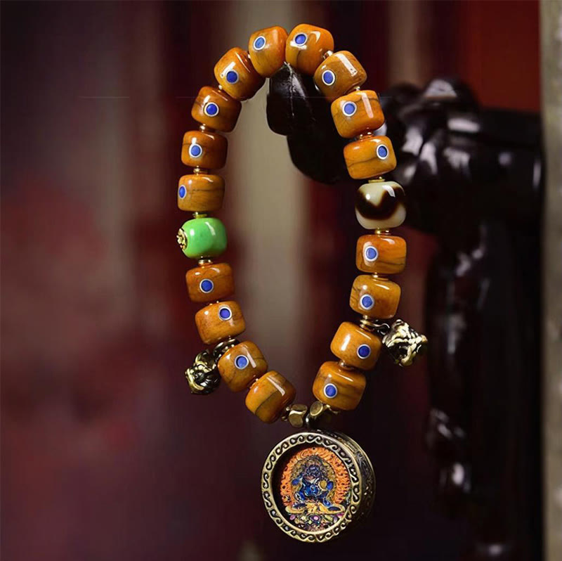 KarmaRipple's Vintage Tibetan Yak Bone Lazurite Woven Rope Balance Bracelet p5