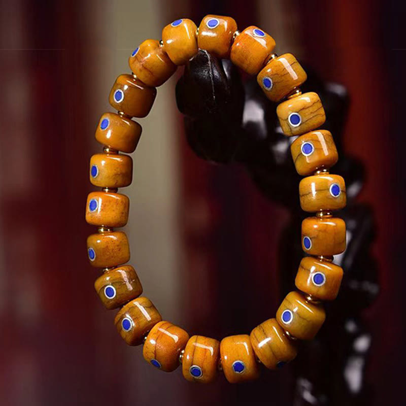 KarmaRipple's Vintage Tibetan Yak Bone Lazurite Woven Rope Balance Bracelet p11