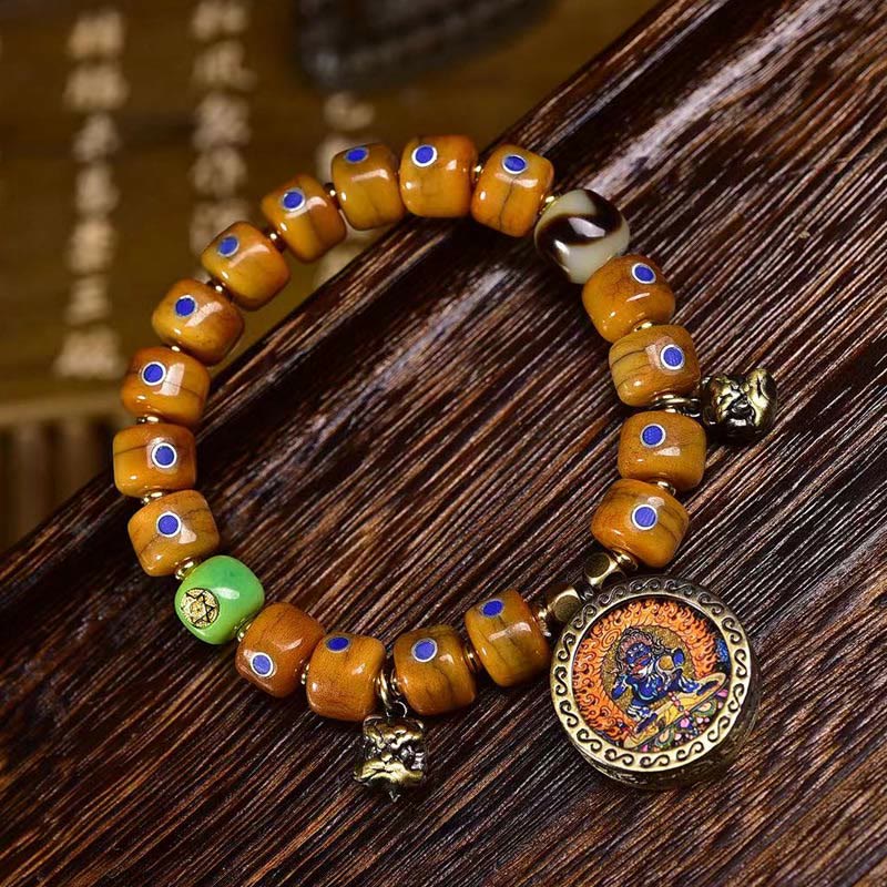 KarmaRipple's Vintage Tibetan Yak Bone Lazurite Woven Rope Balance Bracelet p4
