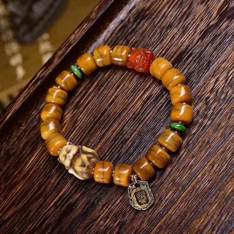 KarmaRipple's Vintage Tibetan Yak Bone Camel Bone Dzi Bead Cute Fox Balance Bracelet p3