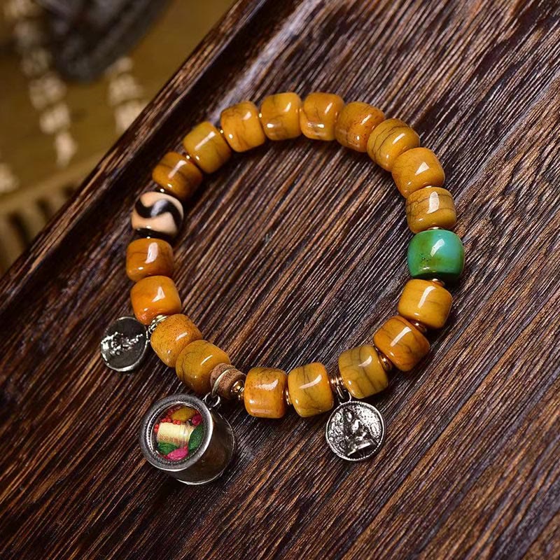 KarmaRipple's Vintage Tibetan Yak Bone Camel Bone Dzi Bead Cute Fox Balance Bracelet p10