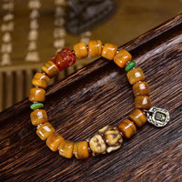 KarmaRipple's Vintage Tibetan Yak Bone Camel Bone Dzi Bead Cute Fox Balance Bracelet