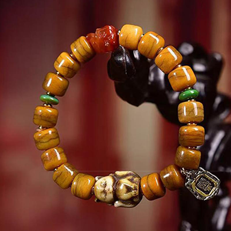 KarmaRipple's Vintage Tibetan Yak Bone Camel Bone Dzi Bead Cute Fox Balance Bracelet p5