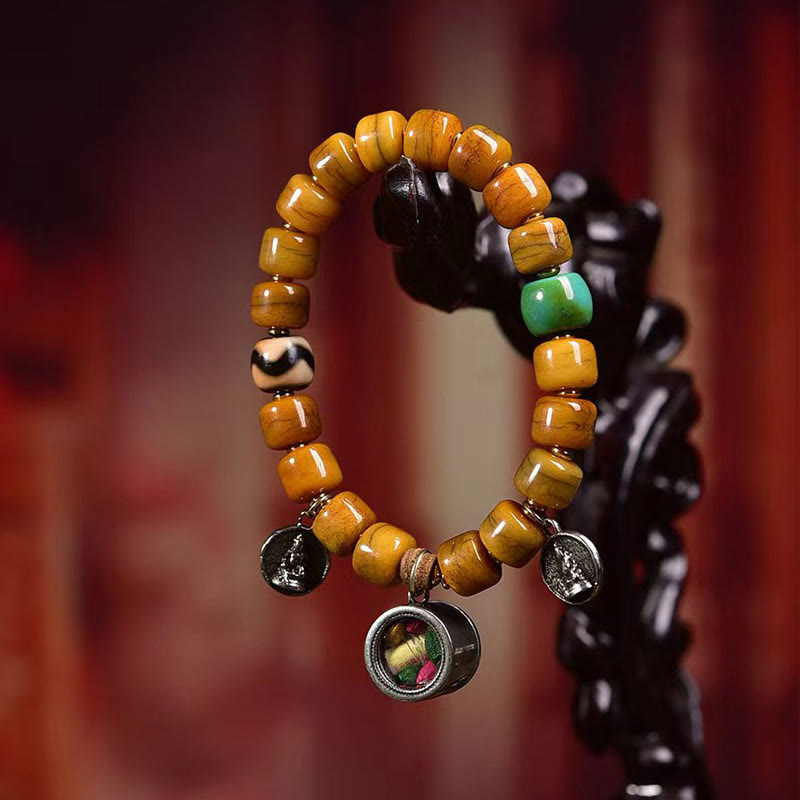 KarmaRipple's Vintage Tibetan Yak Bone Camel Bone Dzi Bead Cute Fox Balance Bracelet p12