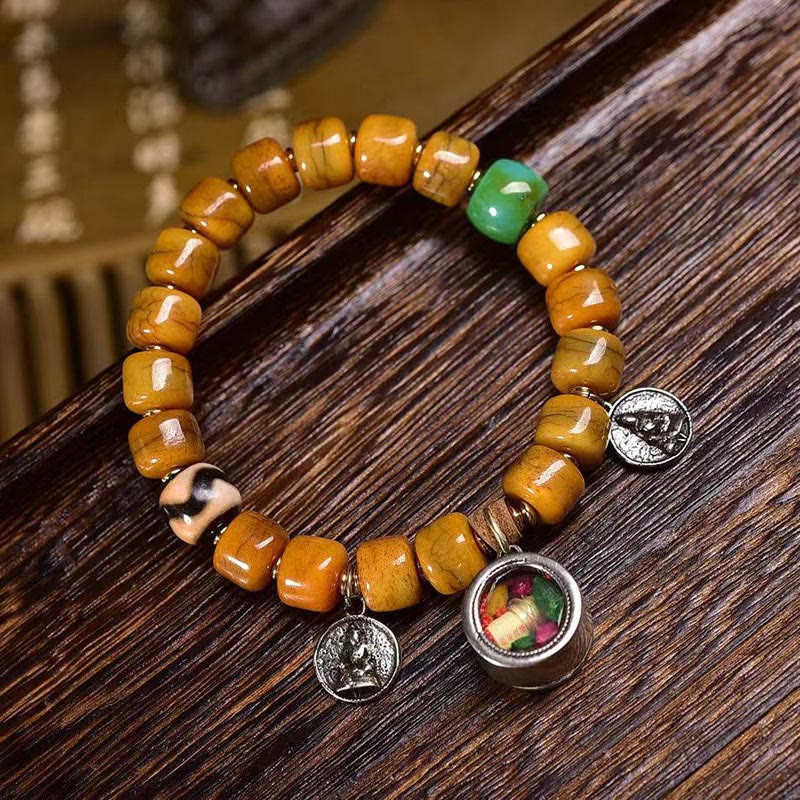 KarmaRipple's Vintage Tibetan Yak Bone Camel Bone Dzi Bead Cute Fox Balance Bracelet p2
