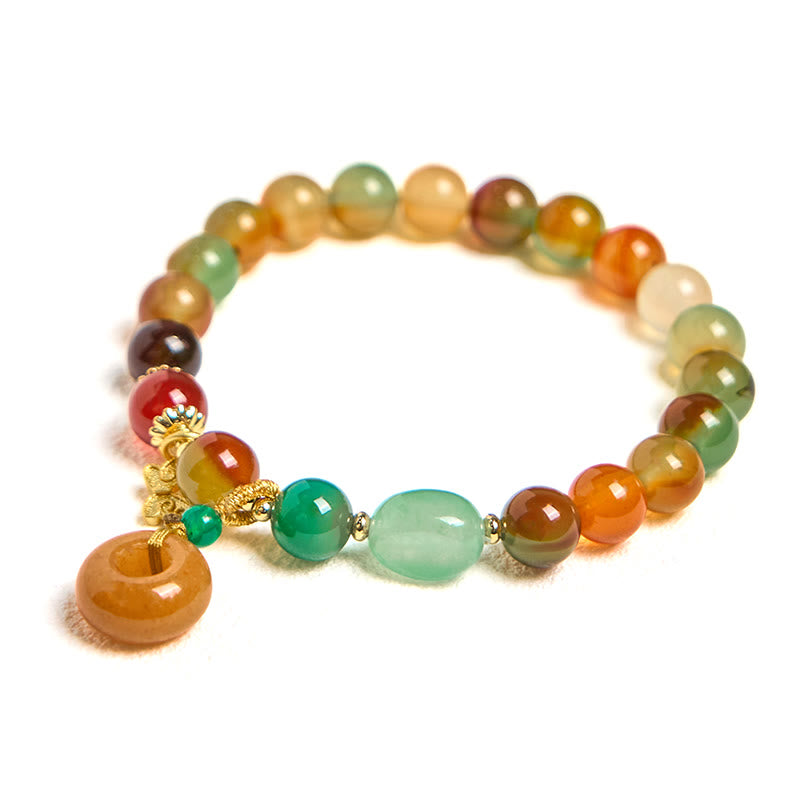 KarmaRipple's Authentic Colorful Peacock Agate Butterfly Peace Buckle Lily Of The Valley Support Bracelet p7