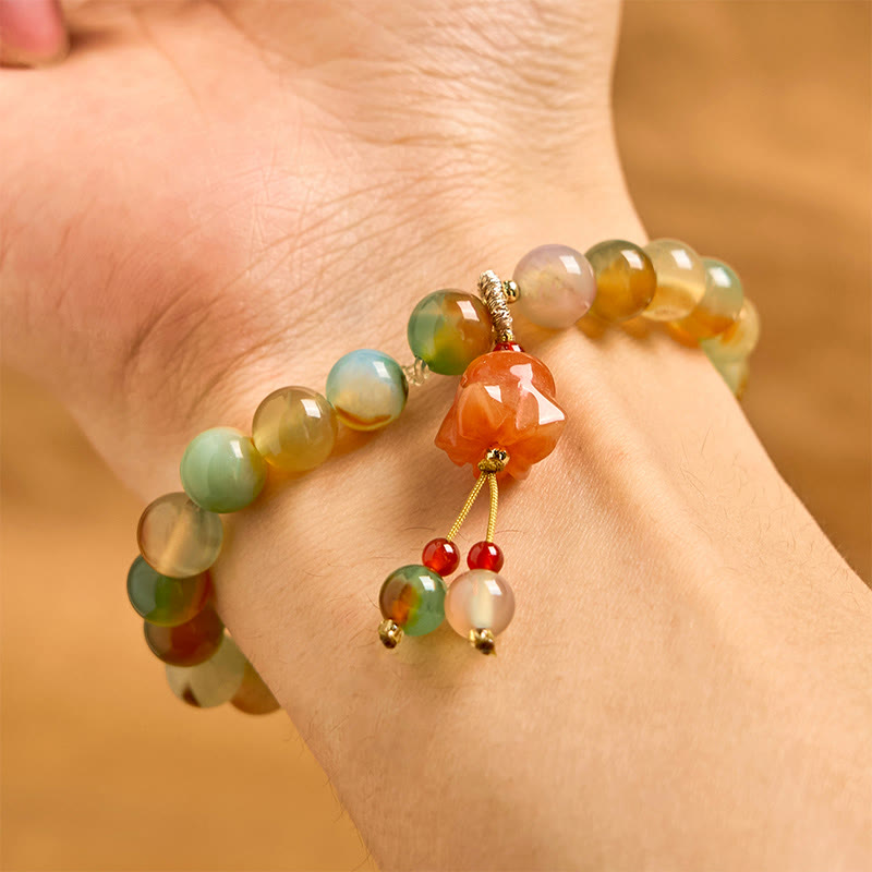 KarmaRipple's Authentic Colorful Peacock Agate Butterfly Peace Buckle Lily Of The Valley Support Bracelet p13