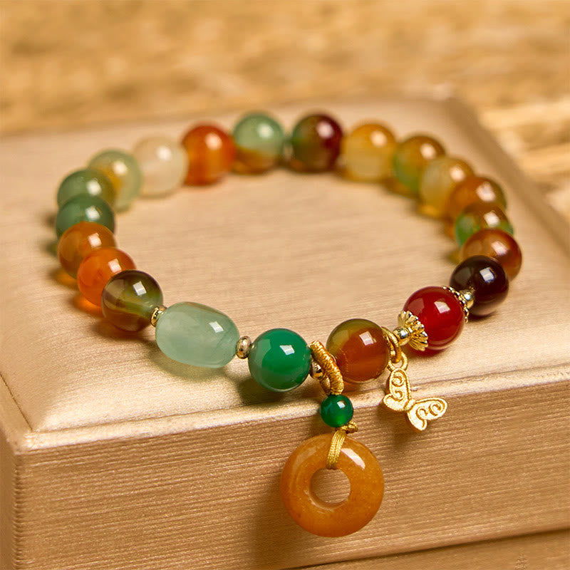 KarmaRipple's Authentic Colorful Peacock Agate Butterfly Peace Buckle Lily Of The Valley Support Bracelet p3