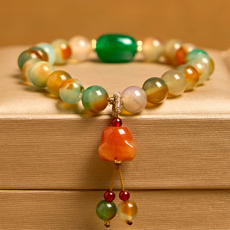 KarmaRipple's Authentic Colorful Peacock Agate Butterfly Peace Buckle Lily Of The Valley Support Bracelet p12