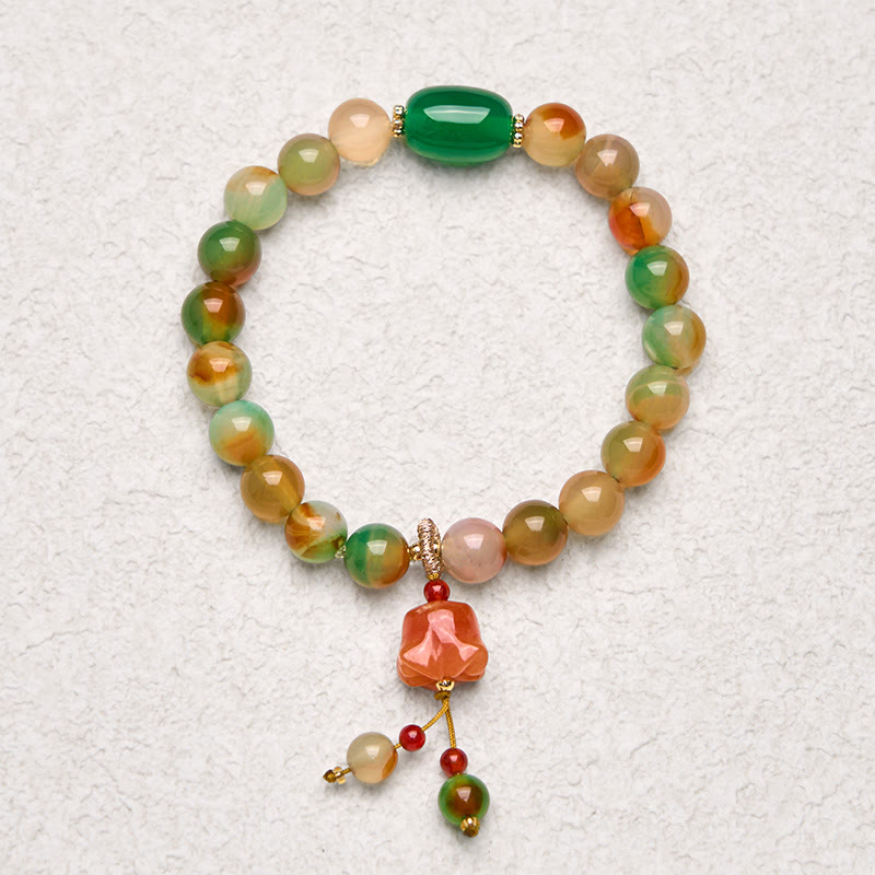 KarmaRipple's Authentic Colorful Peacock Agate Butterfly Peace Buckle Lily Of The Valley Support Bracelet p14