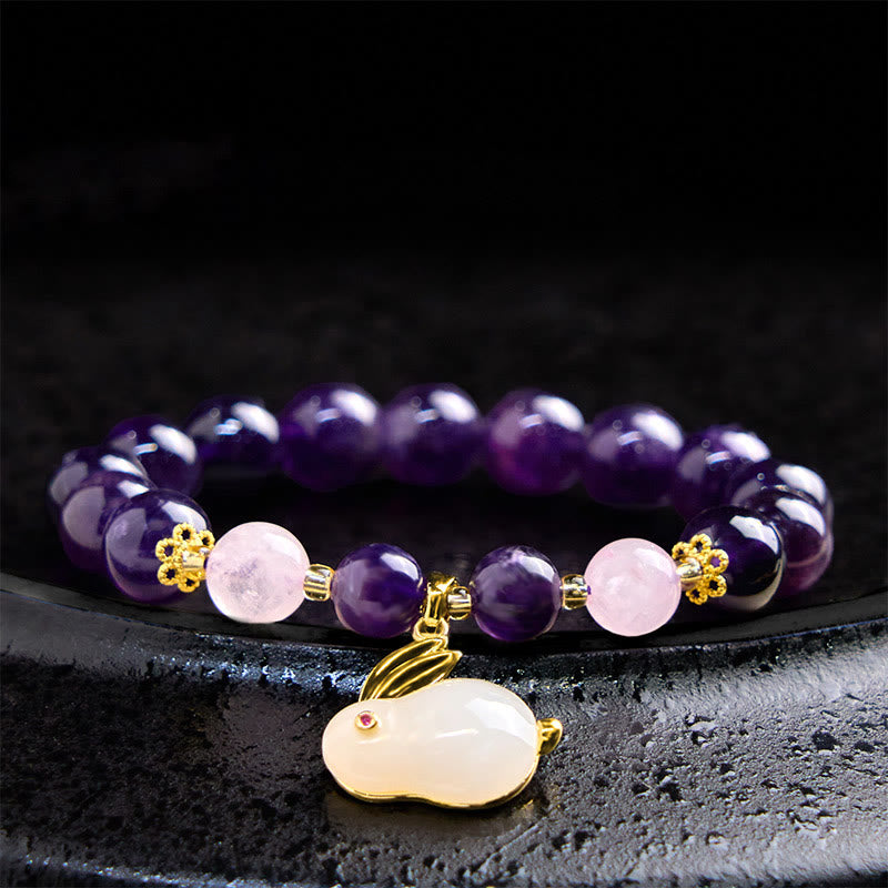 KarmaRipple's Authentic Amethyst Rabbit Beadwork Inner Peace Bracelet p2
