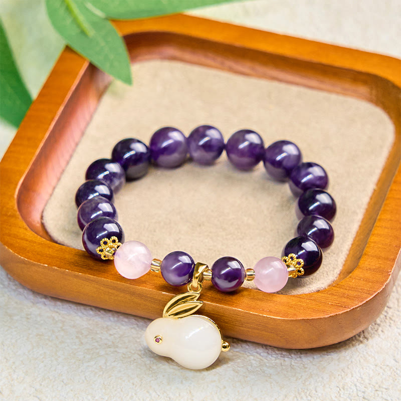 KarmaRipple's Authentic Amethyst Rabbit Beadwork Inner Peace Bracelet p5