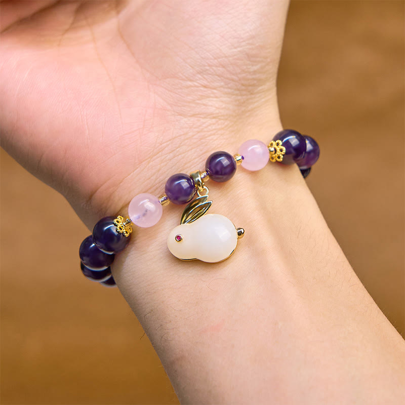 KarmaRipple's Authentic Amethyst Rabbit Beadwork Inner Peace Bracelet p3