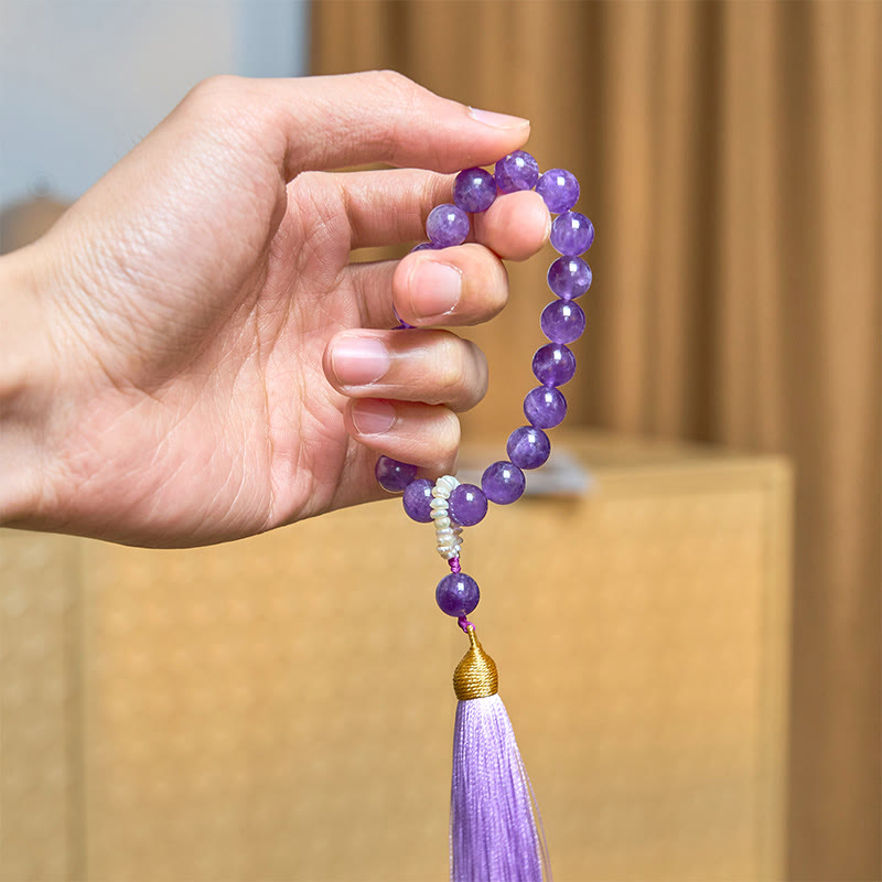 KarmaRipple's Authentic Amethyst Beadwork Meditation Tassels Bracelet p7