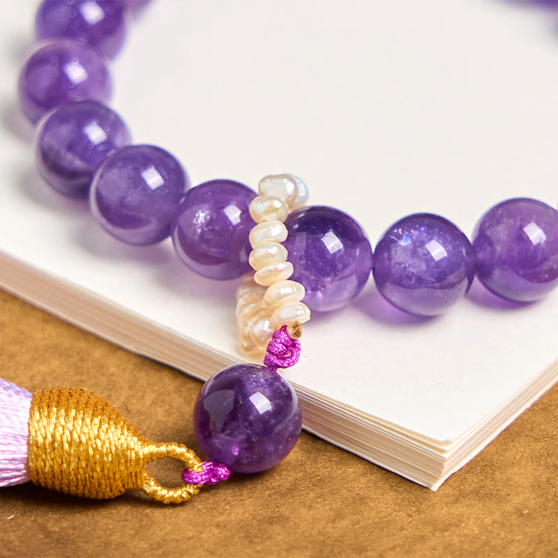 KarmaRipple's Authentic Amethyst Beadwork Meditation Tassels Bracelet p5