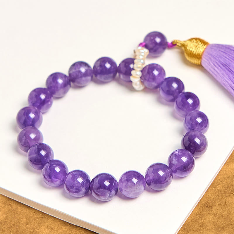 KarmaRipple's Authentic Amethyst Beadwork Meditation Tassels Bracelet p4