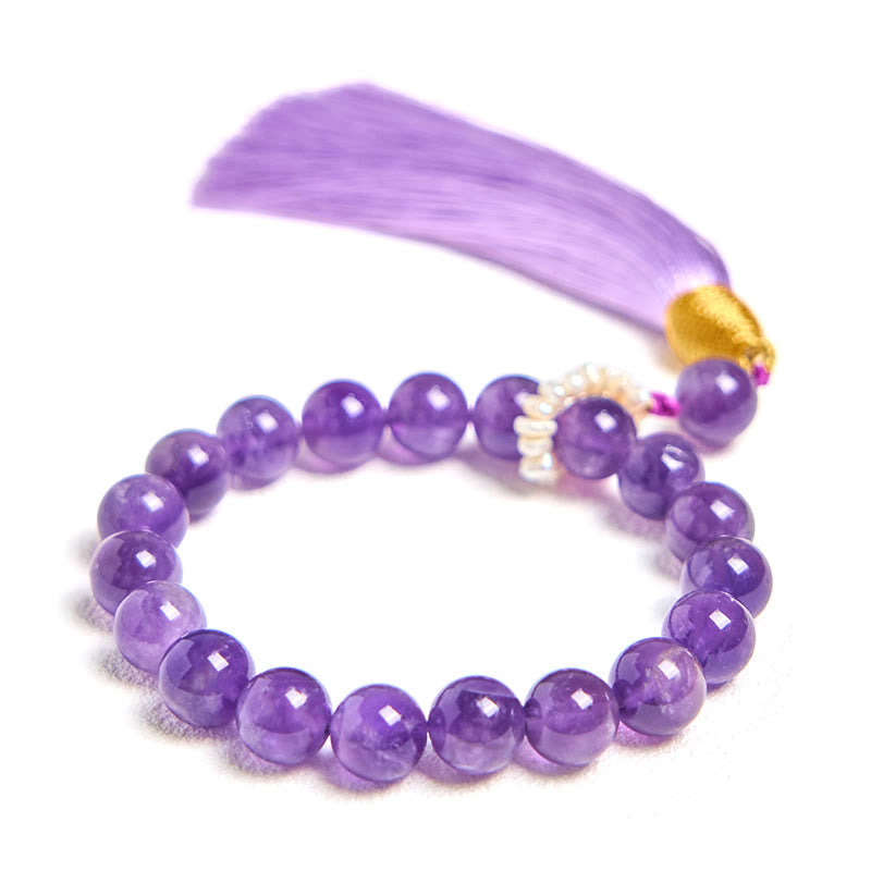 KarmaRipple's Authentic Amethyst Beadwork Meditation Tassels Bracelet p6