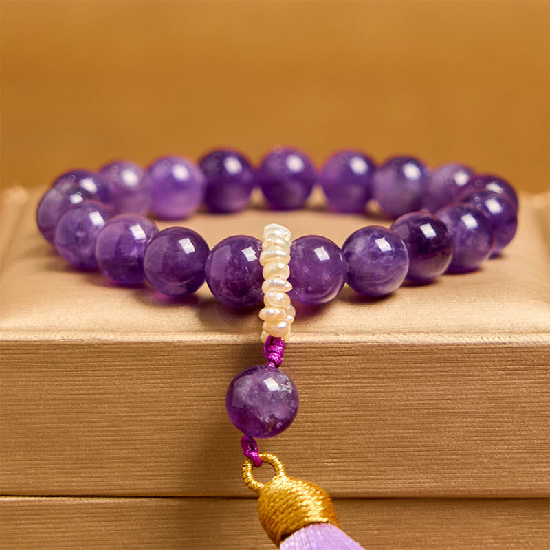KarmaRipple's Authentic Amethyst Beadwork Meditation Tassels Bracelet p3