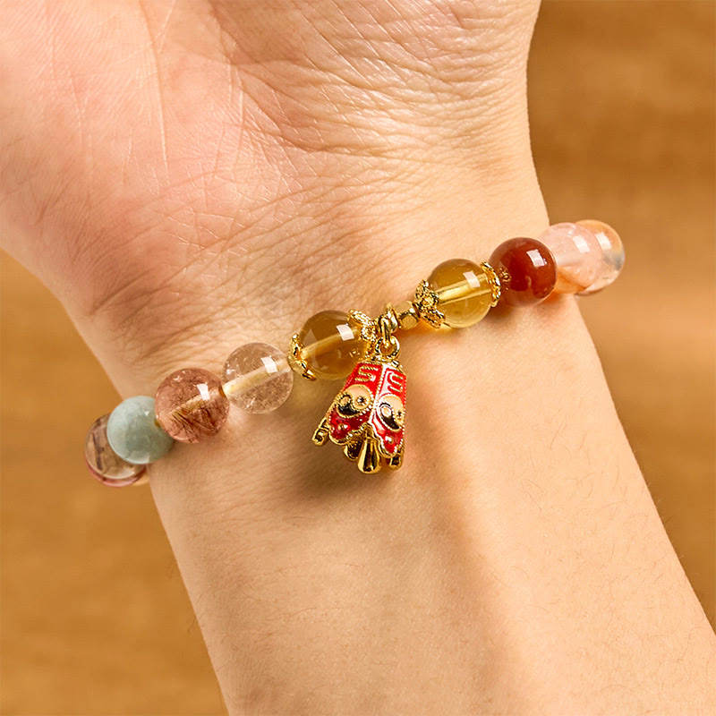 KarmaRipple's Authentic Colorful Rutilated Quartz Yin Yang Protection Bracelet p3