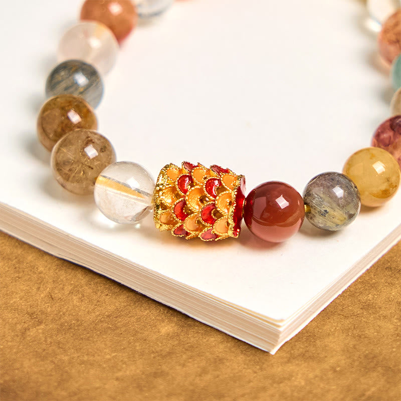 KarmaRipple's Authentic Colorful Rutilated Quartz Yin Yang Protection Bracelet p6