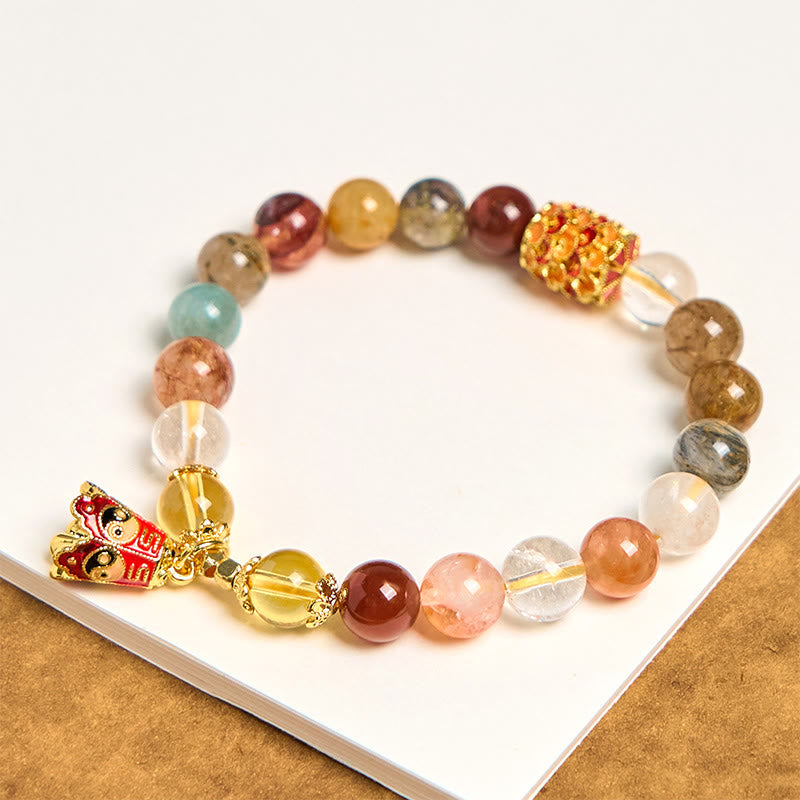KarmaRipple's Authentic Colorful Rutilated Quartz Yin Yang Protection Bracelet p5