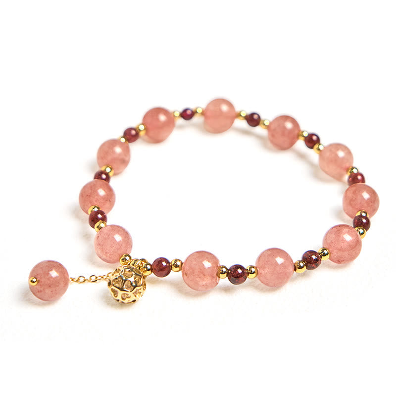 KarmaRipple's Authentic Strawberry Quartz Garnet Balancing Bracelet p6