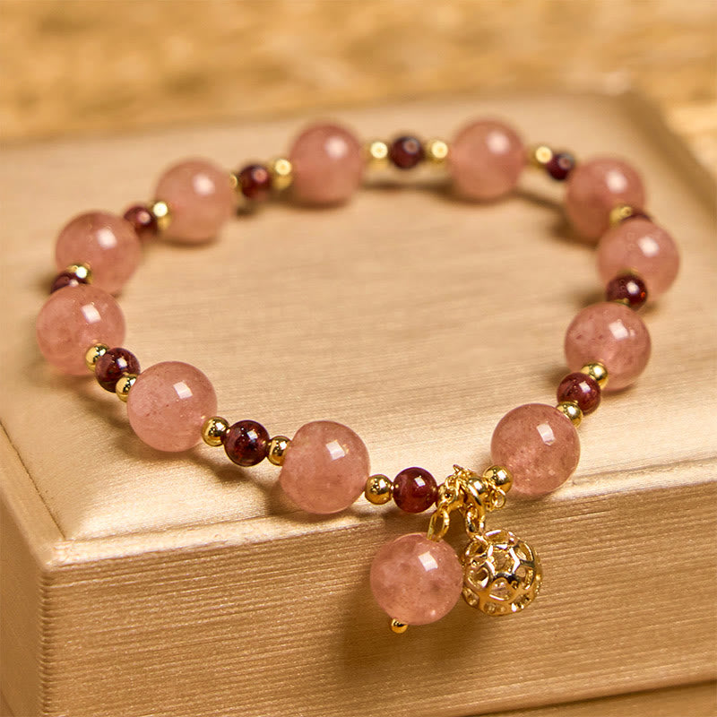 KarmaRipple's Authentic Strawberry Quartz Garnet Balancing Bracelet p3
