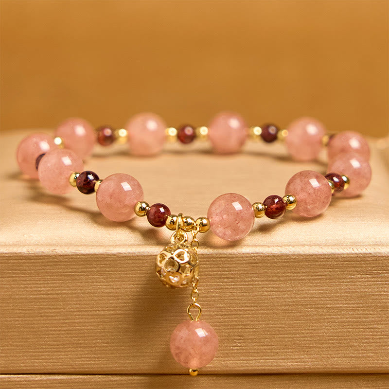 KarmaRipple's Authentic Strawberry Quartz Garnet Balancing Bracelet p2