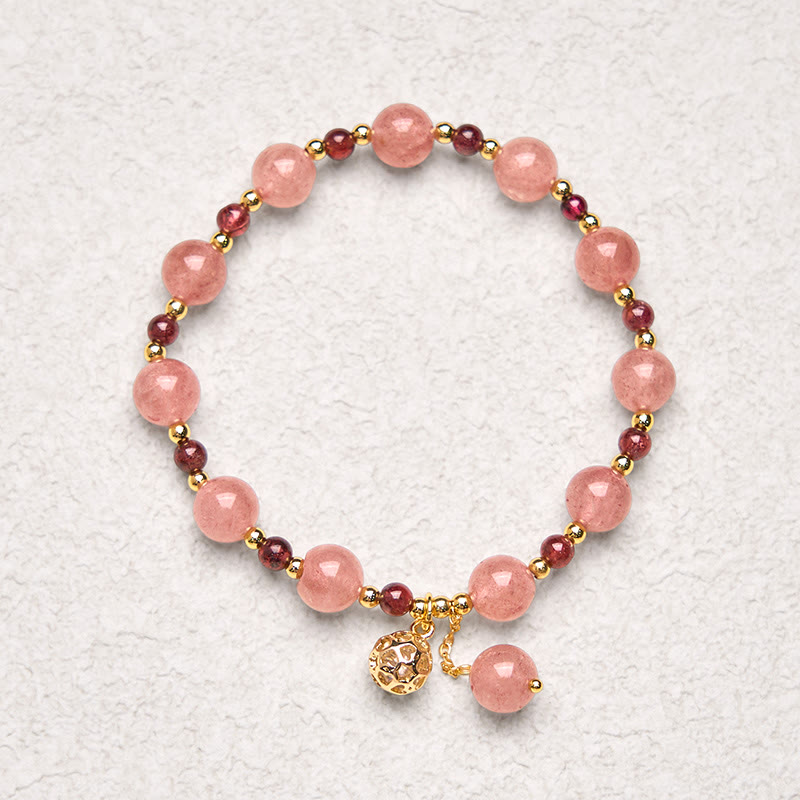 KarmaRipple's Authentic Strawberry Quartz Garnet Balancing Bracelet p5