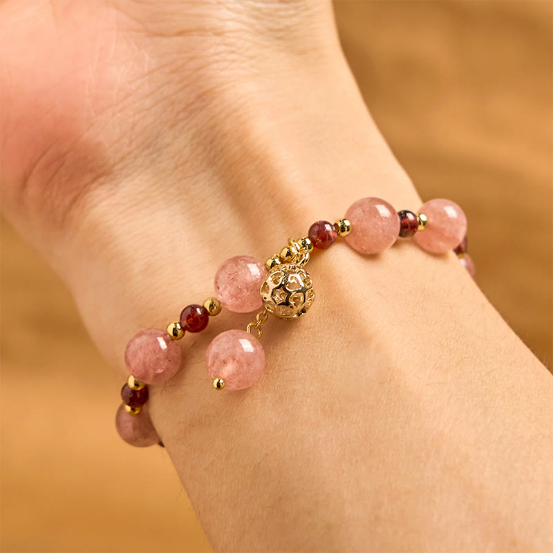 KarmaRipple's Authentic Strawberry Quartz Garnet Balancing Bracelet p4