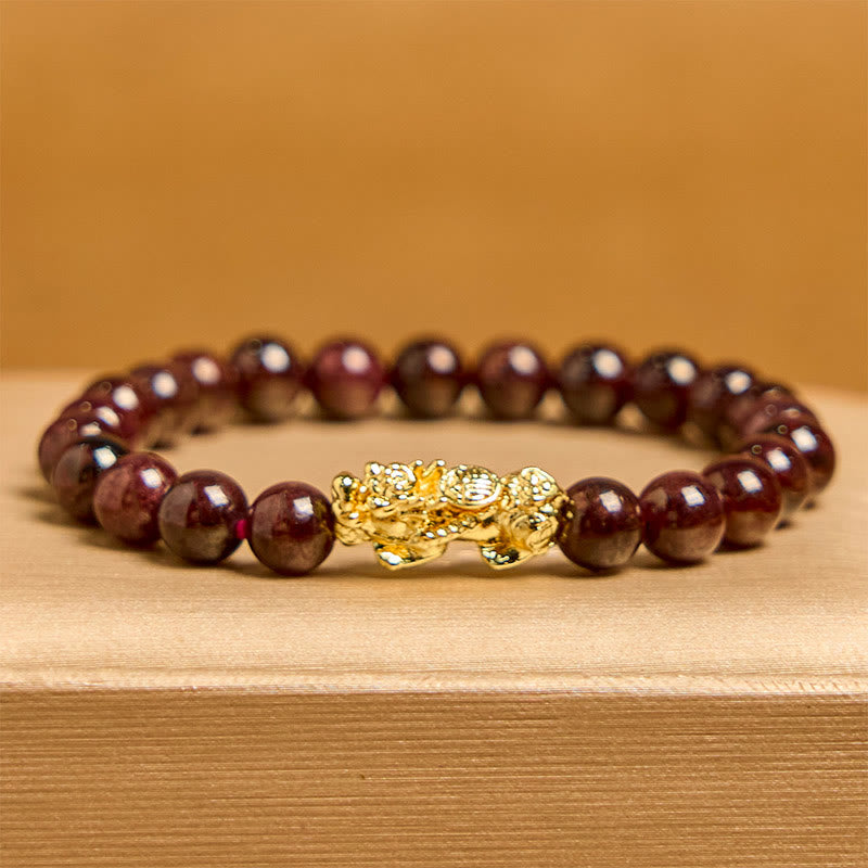 KarmaRipple's Authentic Garnet Beadwork PiXiu Protection Bracelet p2