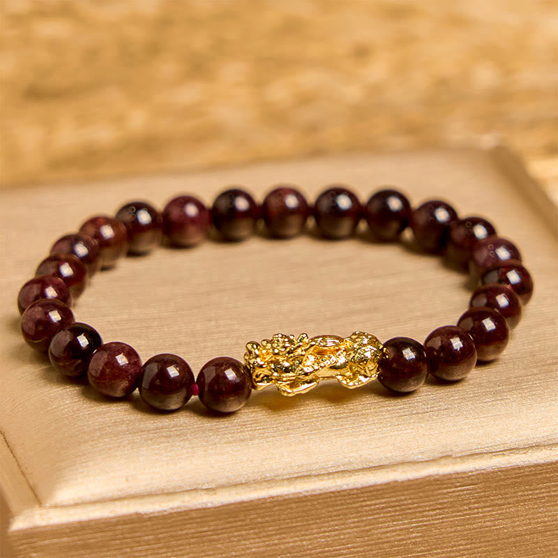 KarmaRipple's Authentic Garnet Beadwork PiXiu Protection Bracelet p1