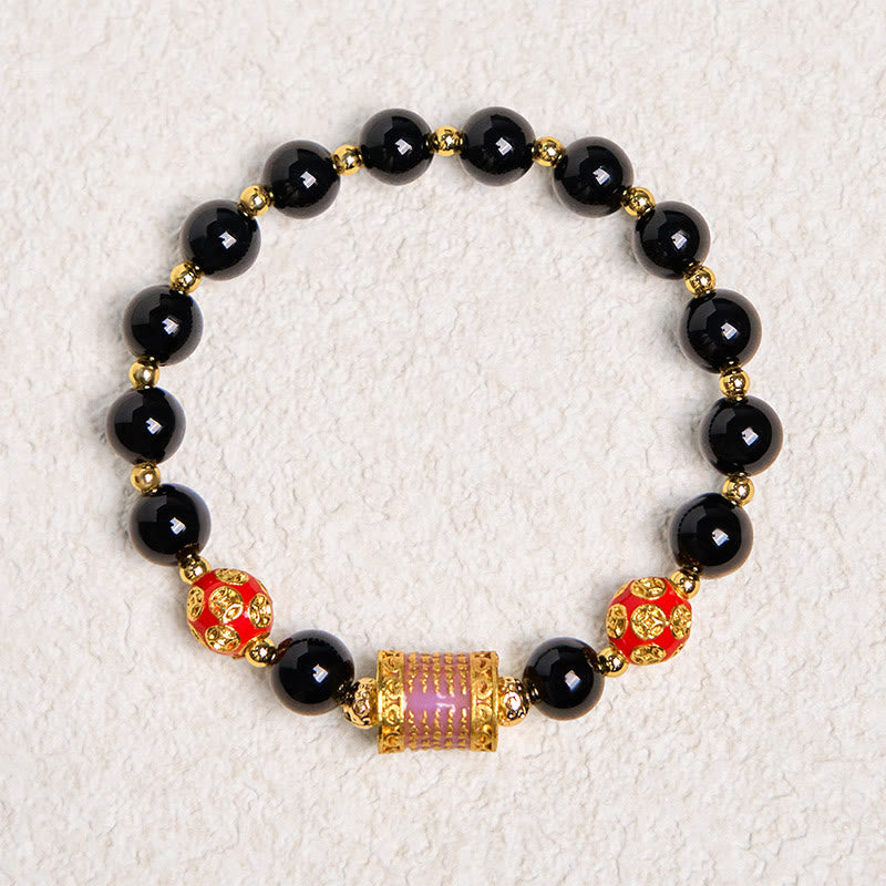 KarmaRipple's Authentic Black Onyx Five Scripture Bronze Coins Fortune Bracelet p6