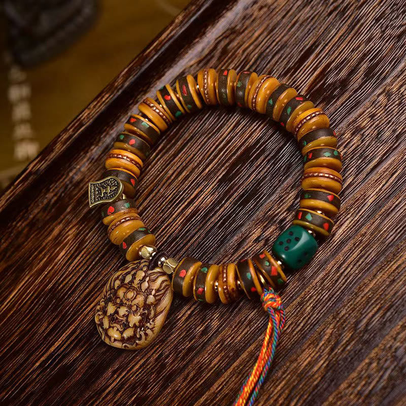 KarmaRipple's Tibetan Camel Bone Dice Tassel Protection Bracelet p2