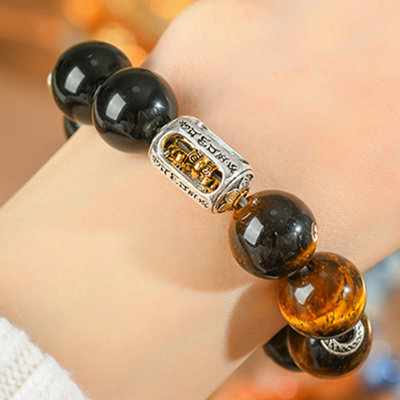 KarmaRipple's Authentic Silver Sheen Obsidian Tiger Eye Vajra Protection Bracelet p10