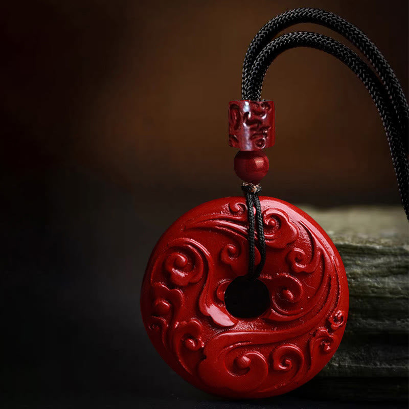 KarmaRipple's Authentic Cinnabar Lotus Peace Buckle Blessing Pendant String Necklace p6