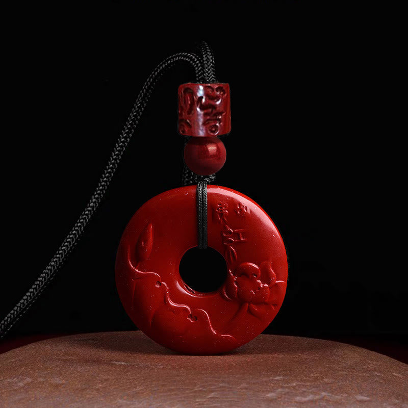 KarmaRipple's Authentic Cinnabar Lotus Peace Buckle Blessing Pendant String Necklace p8