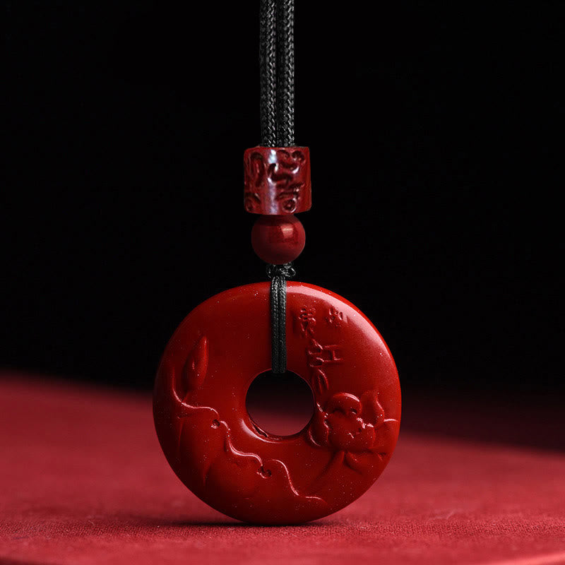 KarmaRipple's Authentic Cinnabar Lotus Peace Buckle Blessing Pendant String Necklace p14