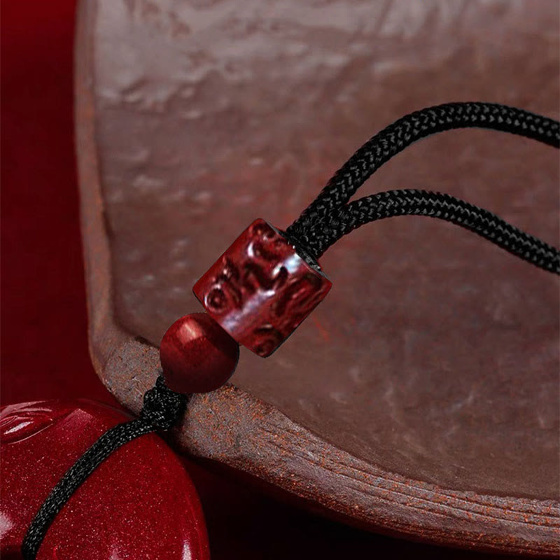 KarmaRipple's Authentic Cinnabar Lotus Peace Buckle Blessing Pendant String Necklace p7