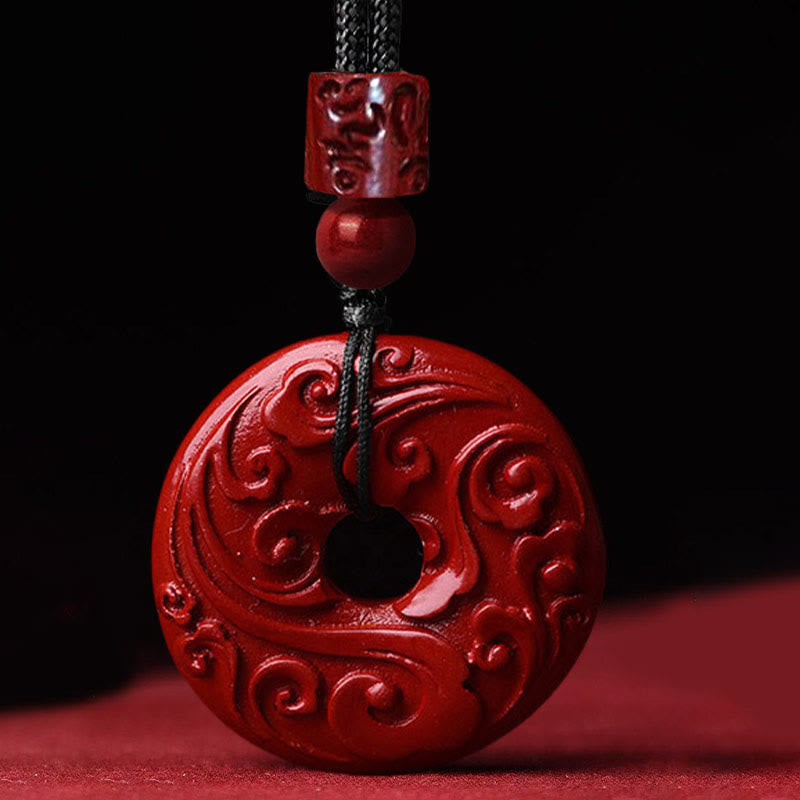 KarmaRipple's Authentic Cinnabar Lotus Peace Buckle Blessing Pendant String Necklace p5