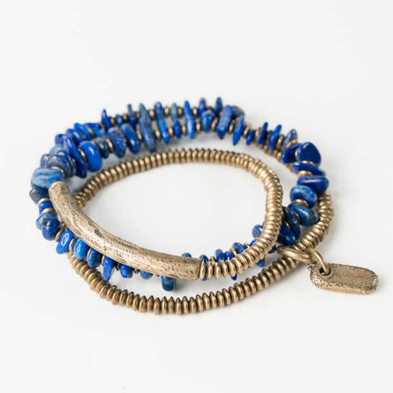KarmaRipple's Irregular Shape Triple Wrap Lazurite Balance Bracelet p4