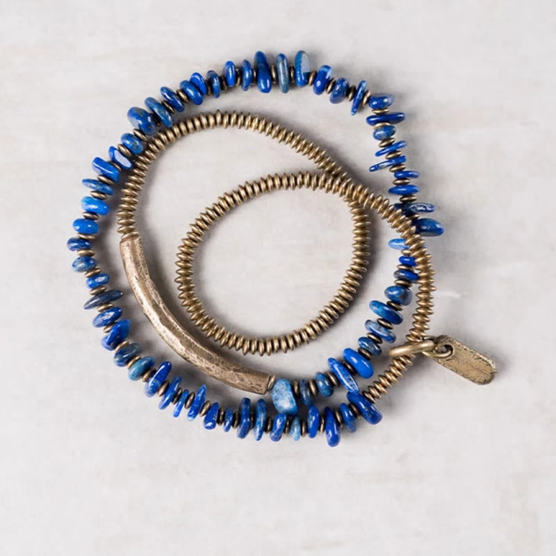 KarmaRipple's Irregular Shape Triple Wrap Lazurite Balance Bracelet p3