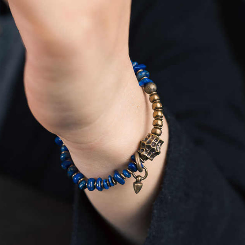 KarmaRipple's Vintage Irregular Shape Design Lazurite Positive Bracelet p9